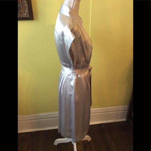 INC NWT Beautiful Silver Silk Belted Dress Size 10 - Picture 6 of 9